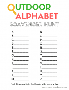 Free Printable Outdoor Alphabet Scavenger Hunt for Kids and Family